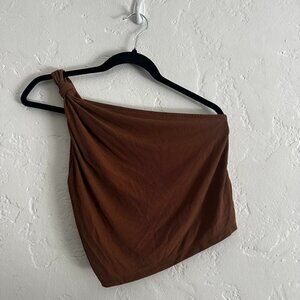 Urban Outfitters asymmetrical going out top chocolate brown